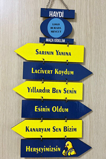 DURUSA "Fenerbahçe" Taraftar MDF Duvar Süsü 40x20 cm - Sarı Lacivert Dekoratif Tabela