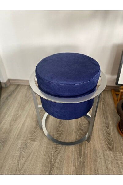 OEM Scaun rotund metalic cu structură din profil de aluminiu, înălțime 50 cm, albastru