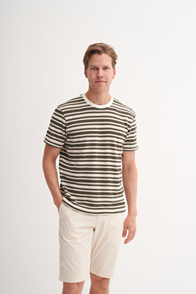 Cazador Μπλουζάκι με λαιμόκοψη με ρίγες Jacquard Slim Fit