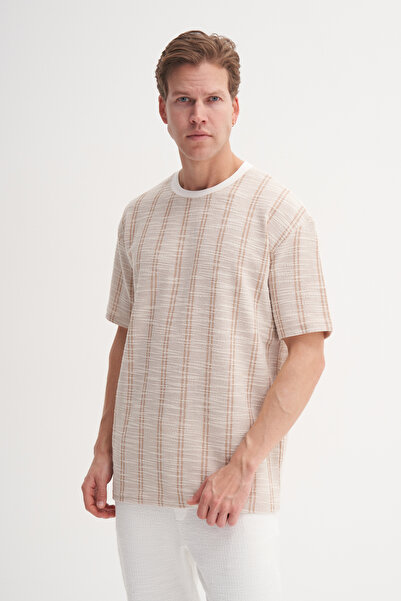 Cazador okrugla kragna Relax Fit Pleteno Prugasto Majica