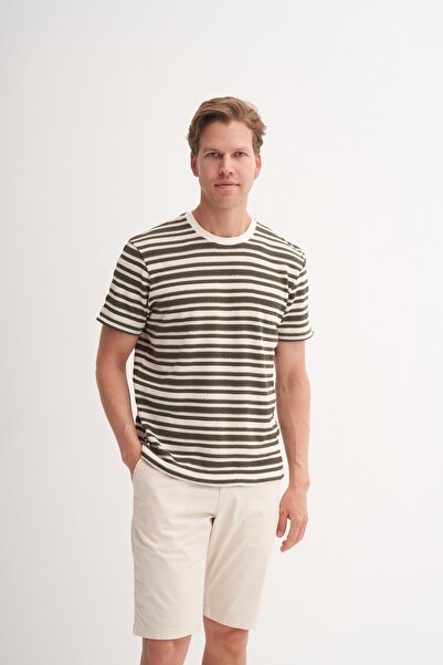 Cazador Μπλουζάκι με λαιμόκοψη με ρίγες Jacquard Slim Fit