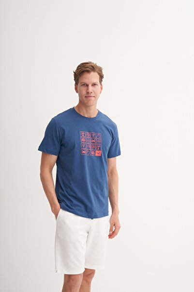 Cazador Μπλουζάκι με βαμβακερό σχέδιο με λαιμόκοψη Slim Fit