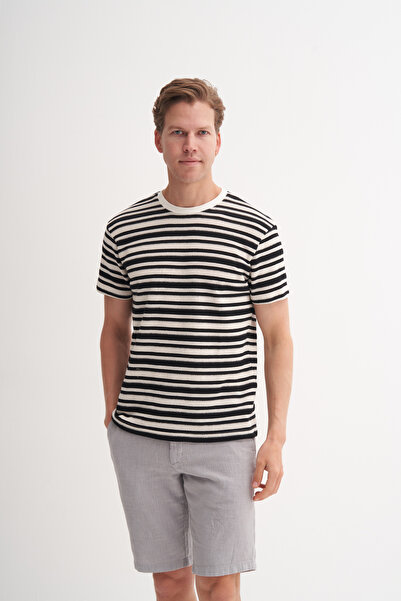 Cazador Μπλουζάκι με λαιμόκοψη με ρίγες Jacquard Slim Fit