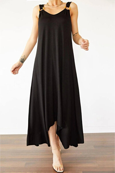 ETİLER COLLECTION Rochie de damă cu decupaj asimetric din țesătură cu clopoței