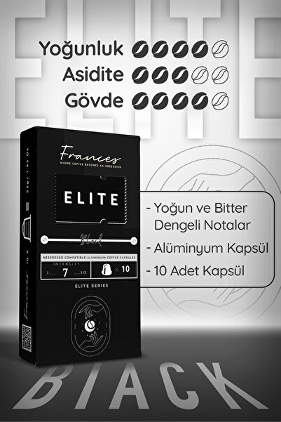 FRANCES Elite Black Nespresso Uyumlu Kapsül Kahve 5’li Paket 5x10