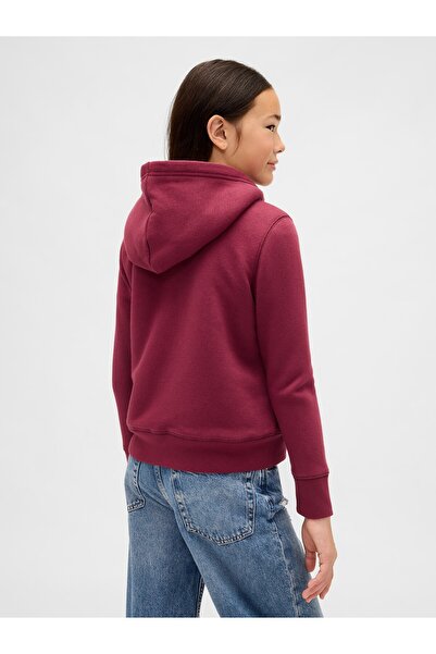 GAP Kız Çocuk Kırmızı Logo Fleece Fermuarlı Sweatshirt