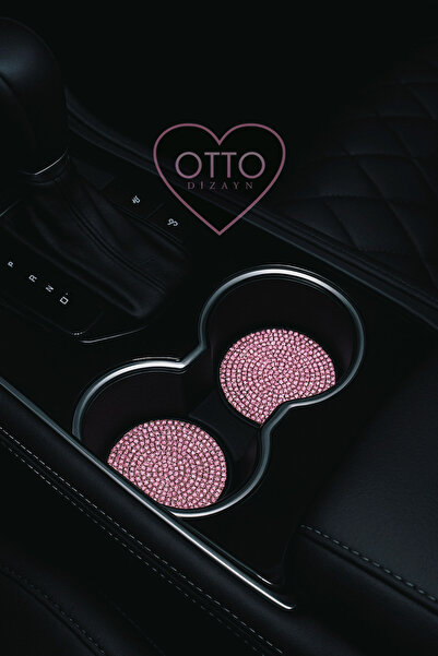 Oasis Life ARAÇ İÇİ BARDAK ALTLIK PEMBE TAŞLI ARABA BARDAK ALTLIĞI 2 ADET