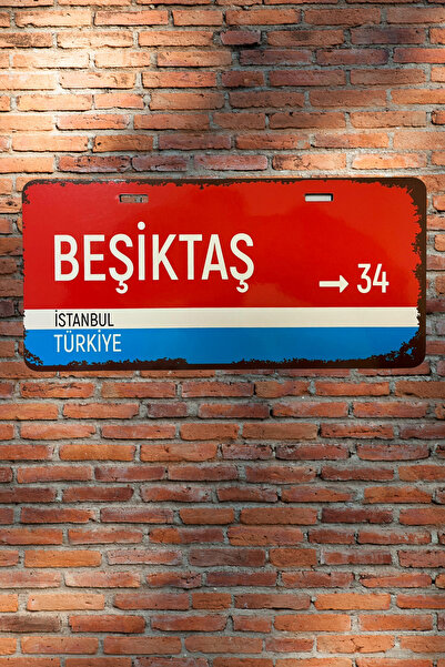 DURUSA Beşiktaş Retro Plaka | MDF Ahşap Dekoratif Duvar & Araba Tabelası | Ta...