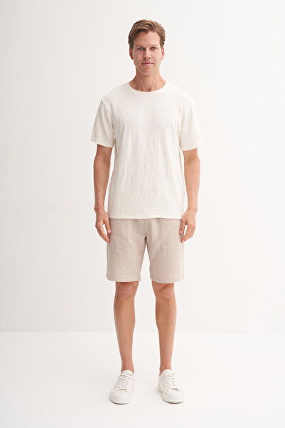 Cazador تي شيرت محبوك بنمط مموج وياقة دائرية وقصة عادية