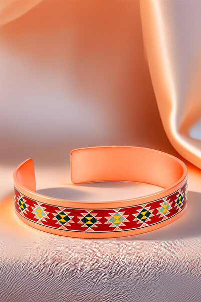 OSMANLI GÜMÜŞ Women's Copper Bracelet Ring Set - Natasha Model Special Edition Metal Box and Quartz Stone