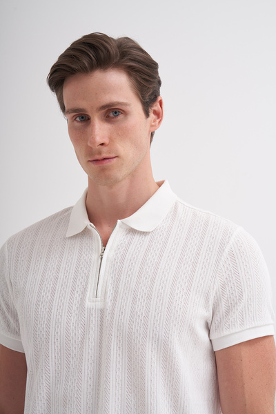 Cazador Polo Neck Ecru Men's T-Shirt 4122