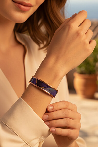 OSMANLI GÜMÜŞ Women's Copper Bracelet - Laura Model Special Edition Metal Box and Quartz Stone