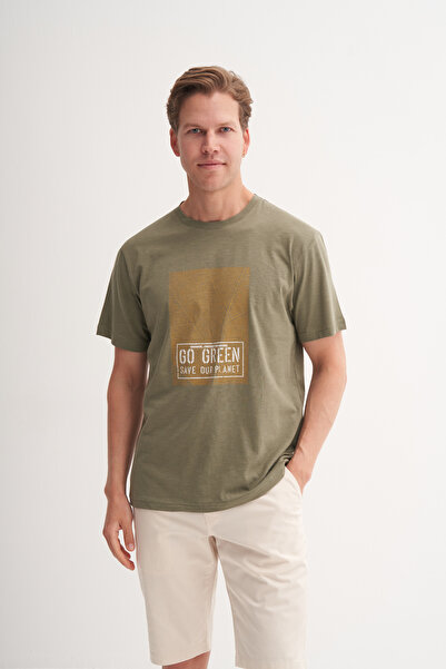 Cazador Регулярний крій Бавовняна футболка з коміром-стійкою та принтом