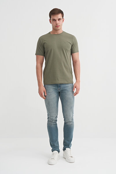 Cazador Βαμβακερό απλό μπλουζάκι με λεπτή εφαρμογή με λαιμόκοψη