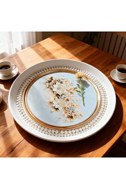 wellwich Vintage Tasarım 3 Boyutlu Mega Boy Tepsi 46 cm Çapında