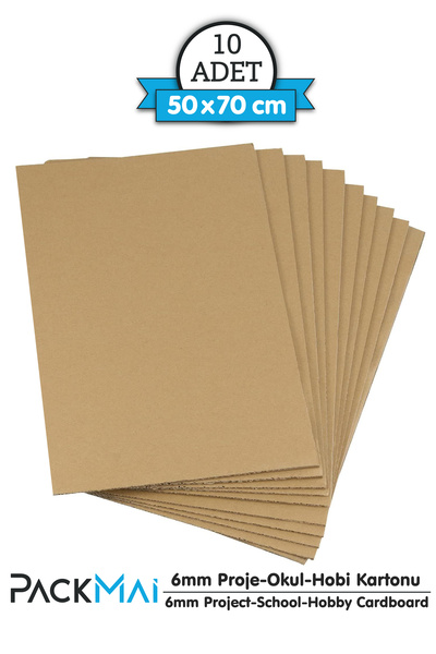 PackMai 50x70cm Oluklu Mukavva 10ADET 6mm Karton Levha (Proje-Puzzle-Tuval-Maket-Okul-Hobi-Çerçeve-Paketleme