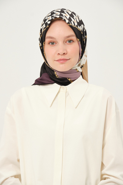 Madame Polo Κασκόλ με σχέδιο Twil Πολύχρωμο Αντιολισθητικό 90x90 εκ.