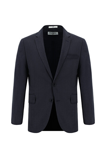 Kiğılı Slim Fit Dar Kesim Yünlü Klasik Desenli Takım Elbise
