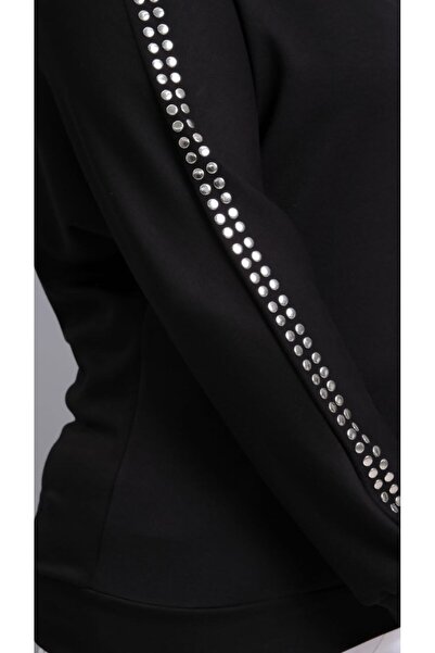 Esina Women's Crystal Fabric Sweatshirt with Staple Detail