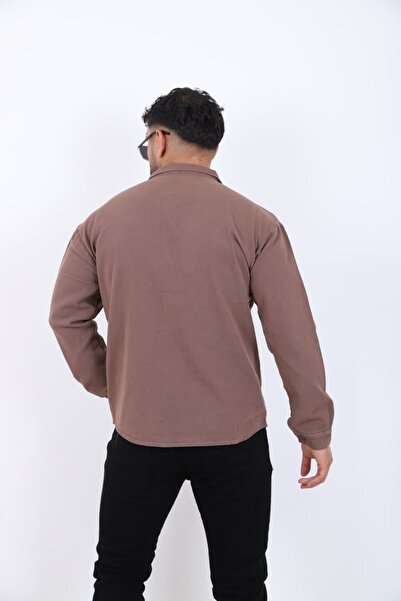 blayn jeans Ανδρικό μακρυμάνικο πουκάμισο με εφέ λινό oversized κομμάτια