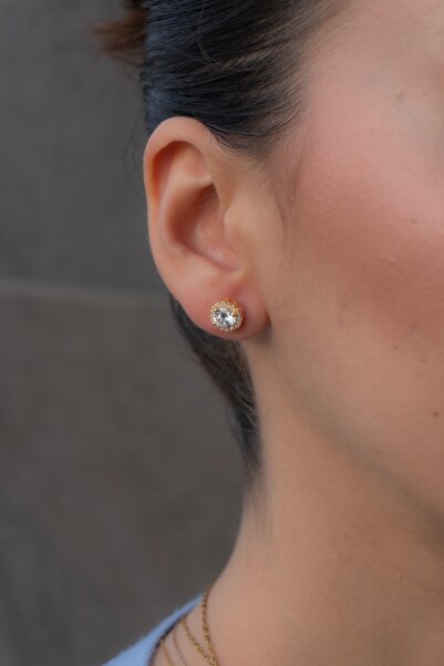 Rumon Baget Zirkon Taşlı 925 Ayar Gümüş Küpe