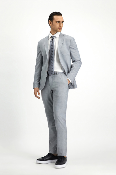 Kiğılı Super Slim Fit Ekstra Dar Kesim Desenli Beli Lastikli İpli Takım Elbise