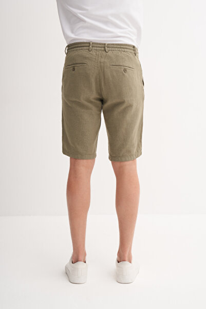 Cazador Caz 6108 Ham Keten Bağcıklı Erkek Bermuda Şort