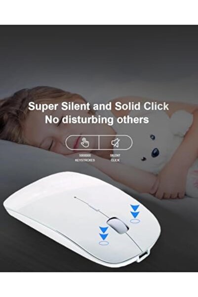 Glassology Dual-mode Wireless Mouse Bt 5.0 & 2.4g, Silent Clicks, 3 Dpi Settings, Universal Compatibility White