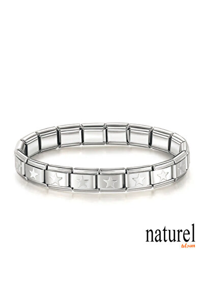 Naturel Tılsım Unisex Italyan Charm Paslanmaz Çelik Yıldız Bileklik