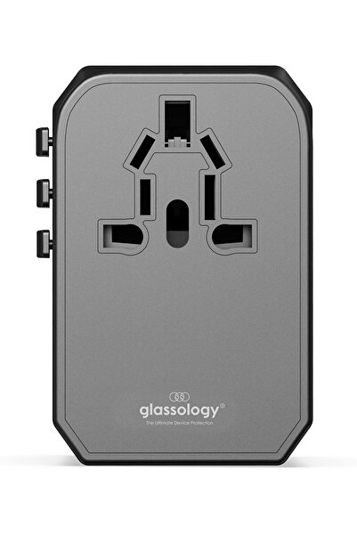 Glassology محول سفر عالمي 45 وات متعدد المقابس، شحن سريع 8 أمبير، محول طاقة د...