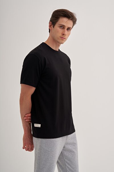 Cazador Relax Fit Bisiklet Yaka Likralı Rahat Tişört