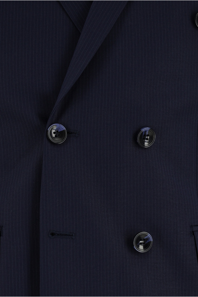 Kiğılı Super Slim Fit Ekstra Dar Kesim Çizgili Kruvaze Takım Elbise