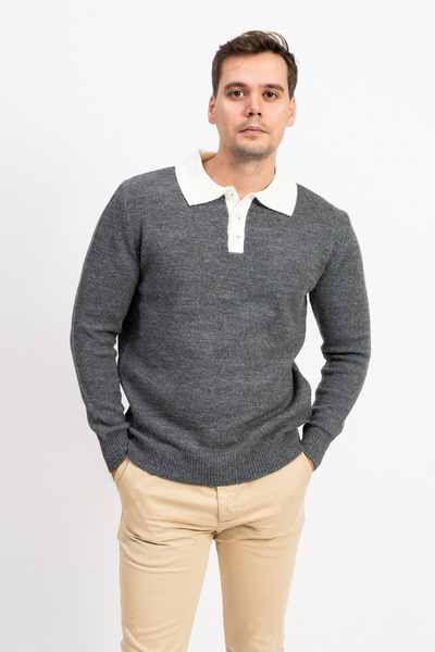 F&K Polo Neck Two Color Men's Knitwear Sweater