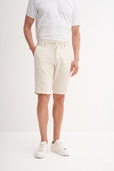 Cazador Caz 6108 Raw Linen Men's Bermuda Shorts with Laces