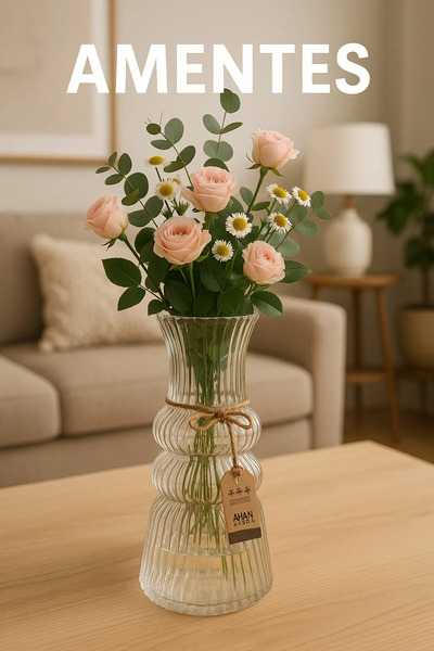 Amentes New Model Decorative Vase Translucent Glass