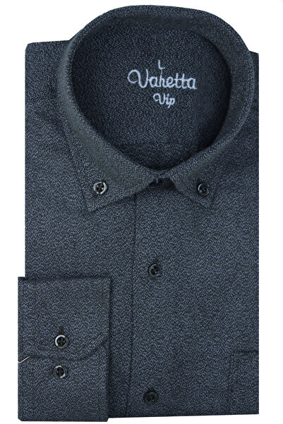 Varetta Erkek Mavi Kumlu Kışlık Cepli Klasik Kesim Yaka Düğmeli Gömlek