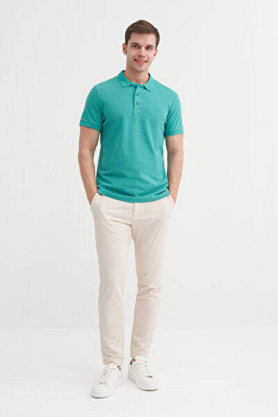 Cazador Μπλουζάκι Polo Neck Slim Fit Pique απλό βαμβακερό μπλουζάκι