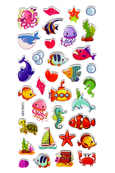 Limmy دفتر ملاحظات منقوش بنمط سمكة البحر - ملصق مخطط مقاس 17 × 9 سم (Ldg025)