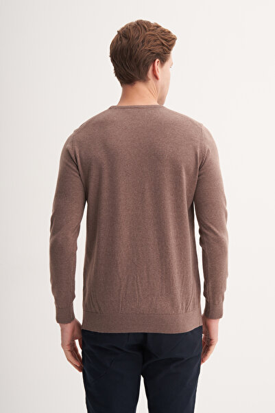 Cazador Πουλόβερ με λαιμόκοψη Soft Touch εφαρμοστό Basic Line με τύπωμα