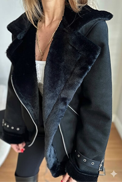 My Blog Jachetă neagră cu blană artificială în interior