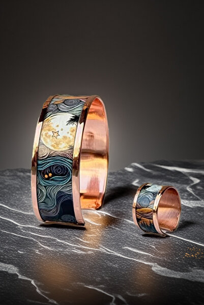 Otto Man Steel Jewelry Kadın Bakır Bileklik Space Model Özel Baskı Kuvars Doğ...