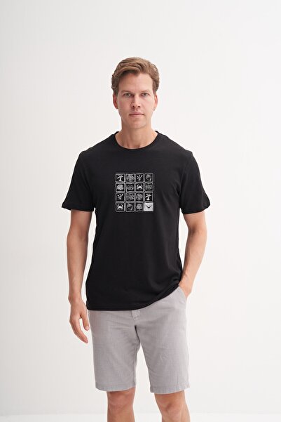 Cazador Μπλουζάκι με βαμβακερό σχέδιο με λαιμόκοψη Slim Fit