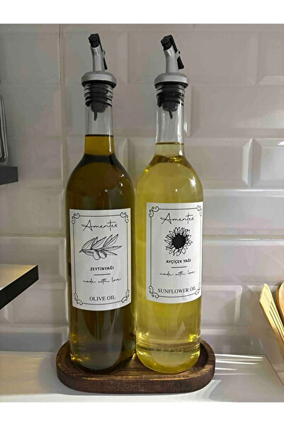 Amentes 750 ml Olive Oil Liquid Bottle - Set of 2, Clear Oil Bottle Stand, No