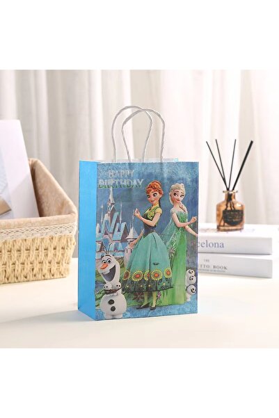 Miniso 21x15x8cm 12pcs twins green 12pcs Frozen Party Gift Bags with Handle Queen Princess Party Kraft Pape