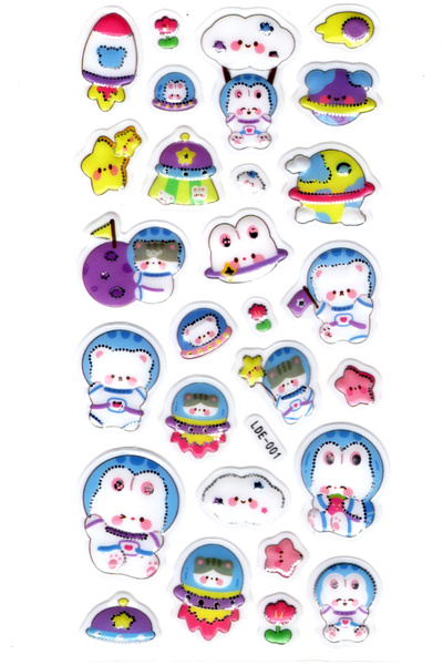 Limmy Astronaut mačka Medvedić - 19x9cm reljefna nalepnica za planer sveske (...