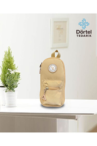 Dörtel Tedarik حافظة أقلام من القماش بسحاب من إلفنت 2، حقيبة أقلام صفراء
