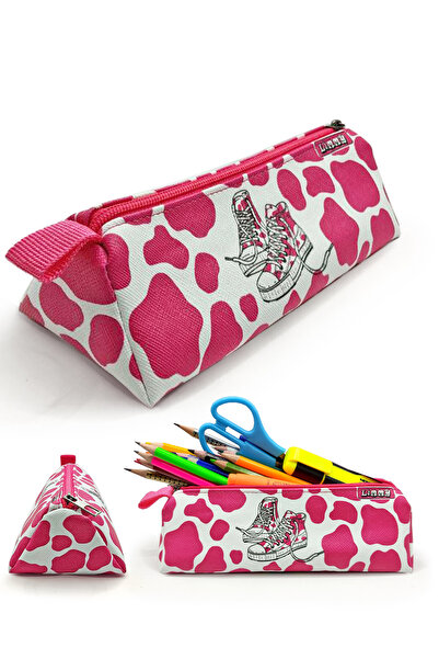 Limmy Μολυβοθήκη αγελάδας με μοτίβο παπουτσιών Λεπτομερής μολυβοθήκη Jumbo Vegan δερμάτινη θήκη για στυλό - Ροζ