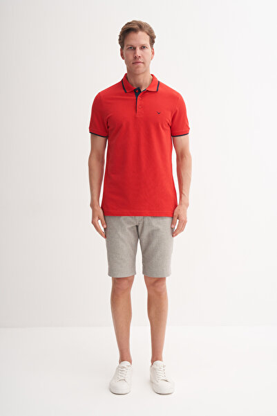 Cazador Поло з вузьким коміром, що прилягає до тіла, з однотонної бавовняної ...