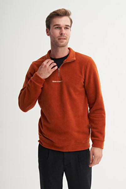 Cazador Світшот з густою флісовою тканиною, прямим коміром і застібкою-блискавкою, прямий крій