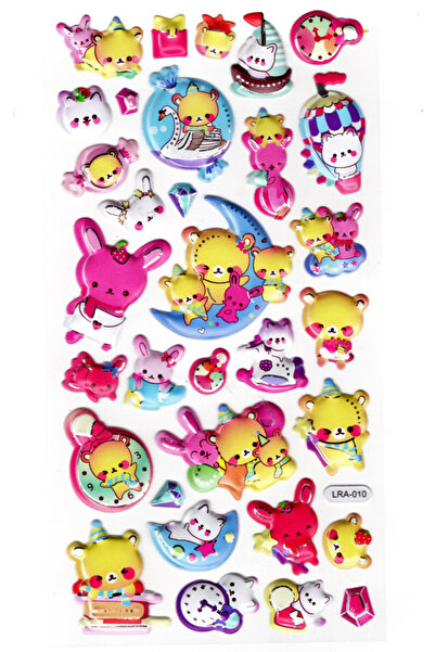 Limmy دفتر ملاحظات منقوش على شكل دب وأرنب مقاس 17 × 9 سم - ملصق مخطط (limlra-...